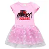 2023 Nuevo Vestido de Niña Estilo Coreano Manga Corta Verano Vestido de Princesa de Manga Corta de Malla de Estrella de Dibujos Animados para Niña