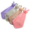 Bonita toalla de forro polar coral acolchada con forma de conejito, se puede colgar, toalla de mano absorbente, paño de cocina al por mayor