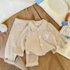 Pijama de otoño para niños, unisex, tejido cepillado, conjunto de dos piezas para bebés y niños pequeños, adecuado para usar en casa