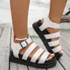 2026 Sandálias Femininas de Verão para Comércio Exterior Transfronteiriço Tamanho Grande com Solado Grosso, Bico Aberto, Moda Romana, Sapatos de Praia Tendência com Opções de Rotulagem Europeia