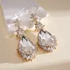 Pendientes colgantes de rombos con borlas tachonados de diamantes de aguja de plata transfronterizos europeos y americanos, pendientes exquisitos y de moda, pendientes versátiles y elegantes al por mayor