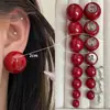 Pendientes Retro de Cuentas de Pan Oversize, Pendientes de Perla Sencillos y Personalizados de Aguja de Plata S925 Exagerados de Gama Alta