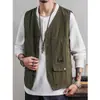 Mono Chaleco Chaqueta Verano Marca de Moda Chaleco sin Mangas ins Multi-Bolsillo Chaleco Delgado Chaqueta Táctica
