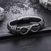Pulsera trenzada de cuero con figura de ocho transfronteriza para hombre, Pulsera personalizada con cierre retro de acero de titanio, Accesorio de alta gama para mujer
