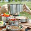 Utensilios de Cocina para Exteriores de Acero Inoxidable 304 Personalizados OEM Equipo de Camping Juego Completo Taza de Agua Plato Vajilla Camping Comercio Exterior