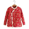 Chaqueta Acolchada de Algodón Estilo Chino Retro de Moda con Pequeño Patrón Floral, Versátil para Usar al Aire Libre, Similar a las Usadas por Celebridades de Internet