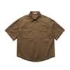 Camisa de Trabajo de Diseño Retro Holgada de Algodón con Solapa y Manga Corta Nice3Rule para Hombre con Bolsillo de Solapa y Pantalón Camisa Nc014