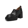 Mocasines de Piel Genuina para Mujer con Suela Gruesa de 8 cm y Tacón Grueso, Nuevo Estilo Otoño 2026, Zapatos sin Cordones que Aumentan la Altura con Tacón Ultra Alto