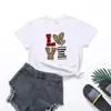 Dia dos Namorados 2023 top comércio exterior novo amor estampado camiseta europeia e americana casual solta casal manga curta transfronteiriça