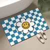 Alfombrilla de suelo de tierra de diatomeas con cara sonriente estilo coreano para baño de casa, entrada, absorbente de agua, antideslizante, secado rápido, alfombrilla para pies al por mayor