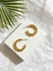 Conjunto de brincos de argola banhados a ouro, tamanho gradiente minimalista de nova luxúria, combinação de múltiplos estilos, atacado, pode ser empilhado