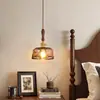 Luminária pendente de cabeceira de quarto em estilo vintage francês de meados do século, vidro criativo na cor âmbar, luminária pendente em barra de alta qualidade que protege os olhos