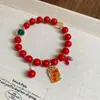 Pulseira Pingente Cavalo com Contas de Ágata para o Ano do Cavalo, Pulseira Versátil Estilo Chinês Retro Novo, Acessório de Mão Exquisito de Alta Qualidade para Mulheres