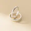 Anillo de Plata Pura 999 Nalan Exquisito y Sencillo Diseño Estilo Ins Cruz Letra Inglesa Anillo de Pareja R03443