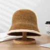 Chapéu de Pescador para Mulheres, Chapéu de Lã Tricotado para Outono e Inverno, Versátil Chapéu Balde de Lã Versão Coreana, Circunferência da Cabeça Grande, Chapéu Balde Pequeno que Afina o Rosto