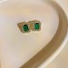 Colección de Aretes Geométricos Verdes Estilo Retro Francés Aguja de Plata Aretes de Estilo Literario a la Moda Aretes Estilo Ins para Mujer