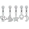 Brincos Sem Furo Transfronteiriços, Presilhas de Orelha Borboleta com Diamantes, Conjunto de 5 Peças, Piercings de Umbigo Sem Furo, Joias de Piercing Personalizadas