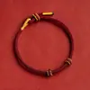 Cuentas Vestibles Semiacabadas Accesorios Dorados Pulseras DIY para Pareja para Hombres y Mujeres de su Año Zodiacal Cuerda Roja Tejida a Mano Pura Venta al por Mayor