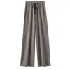 Pantalones de Pierna Ancha 100% Lana Pura Color Blanco Crema para Mujer Cintura Alta Adelgazantes Caída Suave Pierna Recta Estilo Coreano Pantalones de Abrigo Suaves y Sedosos