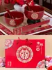 Cuenco de Boda, Dote de Novios, Taza de Té, Cuenco de Cerámica, Juego de Palillos y Cuchara, Suministros de Boda