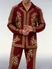Exportación Europea y Americana 2025 Nuevo Traje de Pantalón y Camisa Casual de Moda para Hombre con Estampado Étnico de Manga Larga