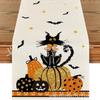 Bandeira de Mesa de Halloween Transfronteiriça Fantasma Anão Abóbora Decoração de Mesa Festiva Isolante Antiderrapante Bandeira de Mesa de Linho Atacado