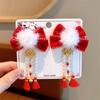 Grampo de cabelo de Ano Novo para menina, grampo de pelúcia festivo de Ano Novo, acessórios de cabelo com laço para menina, cocar estilo antigo para bebê, hanfu