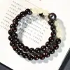 Pulsera de Doble Círculo de Madera Nanmu de Seda Dorada de la Montaña Jiuhua, Cuentas Budistas, Rosario, Pulsera de Bodhi de Mano, Lote de Rosario para Hombres y Mujeres