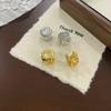 Aretes de fuegos artificiales simples de doble cara cepillados para mujer, diseño de nicho, alta gama, nuevos para otoño e invierno, aretes de botón de bola redonda