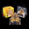 Adorno de Pirámide de Bola de Cristal Natural, Pieza de Decoración para el Hogar de Grava de Cristal Recubierta de Resina, En Caja