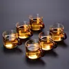 Copo de Chá Transparente Espesso Resistente ao Calor Doméstico 6 Copos de Chá Pequenos com Pires Conjunto de Chá Kung Fu Mini Tigela de Chá