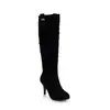 Botas femininas de veludo fosco simples para outono e inverno, botas de cavaleiro de cano alto, botas de salto alto 40-43 plus size, desejo de botas de comércio exterior