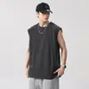 Chaleco sin mangas de peso pesado nuevo de verano de manga corta para hombre holgado talla grande estilo americano moderno versátil casual camiseta sin mangas