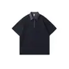Camisa Polo Rumei Estilo Americano Tendência Retrô com Meio Zíper para Homens, Verão Caimento Solto, Estilo de Rua para Exterior, Falsa Peça Dupla de Manga Curta