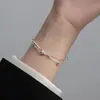 Pulseira de Prata Esterlina S925 de Camada Dupla para Mulheres Estilo Japonês e Coreano Simples Moda Elegante Brilhante Pulseira de Contas Redondas Lançamento Novo Pulseira