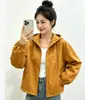 Jaqueta curta feminina com capuz 2026 outono novo estilo coreano solta modeladora manga longa corta-vento casual versátil jaqueta da moda