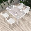 Mesas y Sillas de Exterior para Patio y Balcón, Muebles de Ocio Blancos para Exterior, Mesa de Café Plegable Impermeable y Resistente al Sol para Comer al Aire Libre