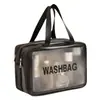 Bolsa de cosméticos à prova d'água PU com separação úmida e seca, grande capacidade, selada, estilo ins de viagem, bolsa de lavagem de cosméticos, bolsa de armazenamento