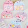 Parches Autoadhesivos para Uñas de Niños de Dibujos Animados Lindos, Uñas Postizas, Parches para Uñas Usables, Parches para Uñas Terminados con Accesorios, Parches para Uñas DIY