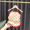 Conjunto de Roupas de Casa para Meninas de Verão Roupa de Dormir Estilosa para Bebês Personalidade Infantil Moda Vestido de Frutas Frescas Shorts de Alcinha Pijama