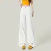 Jeans Blancos de Tiro Alto de Pierna Ancha Populares de Este Año para Mujer en Verano Nuevos Sueltos Adelgazantes con Caída Rectos de Longitud Completa