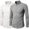 Camisas de Manga Larga para Hombre de Primavera y Otoño Casuales de Color Sólido Camisas Exteriores Sueltas para Hombre Tallas Grandes