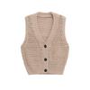 2025 Otoño Nuevo Moda Callejera Europea y Americana para Mujer Cárdigan Cuello en V Sin Mangas Chaleco de Punto W08 1333