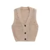Exportación Transfronteriza Ropa de Mujer Otoño 2025 Estilo Europeo y Americano Cuello en V Sin Mangas Calado Chaleco de Punto Chaleco Chaqueta para Mujer G81333F