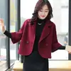 Otoño e Invierno Nueva Chaqueta Corta de Lana Coreana para Mujer Traje de Moda Ajustado Traje Pequeño de Lana Corto