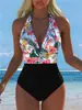 Traje de Banho Justo Sexy Estampado de Cintura Alta Emagrecedor para Férias na Praia, E-commerce Transfronteiriço Europeu e Americano 2027