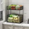 Carrinho Pequeno de Cozinha Multifuncional de Chão Cesta de Legumes Multifuncional Prateleira de Armazenamento para Legumes Frutas Armazenamento de Legumes Prateleira Multicamadas