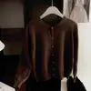 Novo Cardigã Tricot Cinza Feminino Outono Peça Externa Design Sense Suéter Casaco Outono Inicial Manga Longa Fina para Mulheres