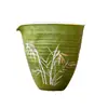 Mandarin Verde Pequeno Vidrado em Rocha Pintado à Mão com Acabamento Dourado Bambu Cerâmica Moldado à Mão Gong Dao Bei Mar de Chá Casa Separador de Chá Conjunto de Chá Gongfu