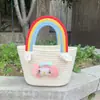 Canasta de Mano Arcoíris Regalo de Regreso Luna Llena del Bebé Año Viejo Banquete de los Cien Días de los Niños Regalo de Acompañamiento Caja de Regalo de Cumpleaños Tejida